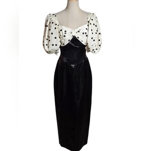 Jessica McClintok Gunne Sax Vintage Black And White Gown Maxi Dress